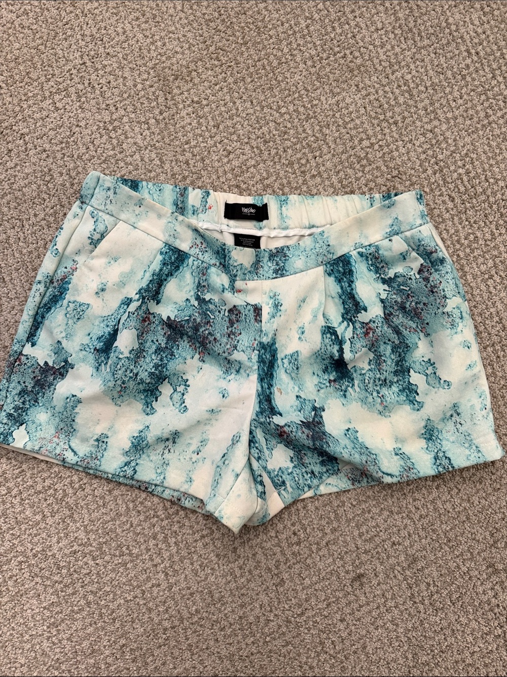 Mossimo Teal Marble-Effect High Waist Women’s Shorts
